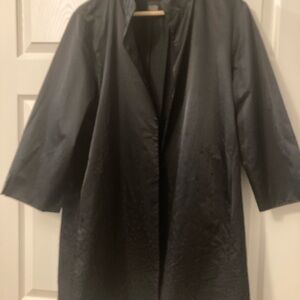 Eileen Fisher Never Worn Silk Jacket with intricate Embroidered Top Down Flower
